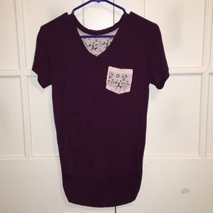 Short Sleeved Burgundy Lace Medium T-Shirt